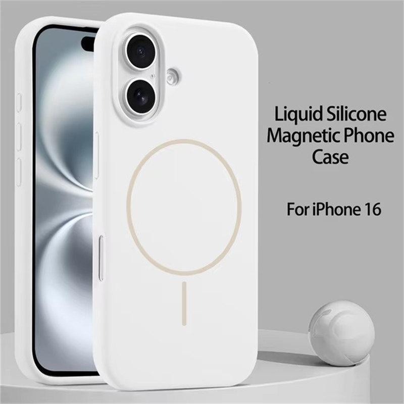 Luxuriöses Original Flüssigsilikon Für Magsafe Hülle Für iPhone 17 Air 16 Plus 15 14 13 12 Pro Max Magnetisches Kabelloses Laden Weiche Hülle iPhone 17 Air weiß