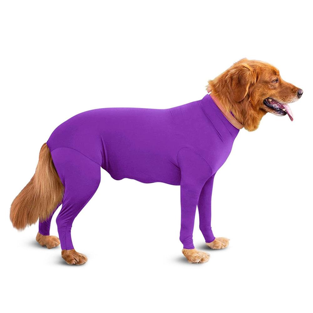 Schlafanzug für große Hunde, Overall, Hundekastrationsshirt, Anti-Haarausfall-Anzug, Onesie für große Hunde, Genesungsanzug, Kleidung, dehnbarer Hunde-Schlafanzug XXL violett