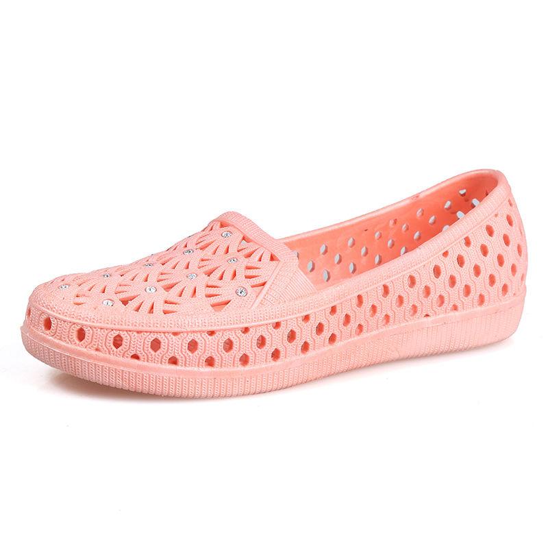 Sommer Sandalen Loch Schuhe Atmungsaktive Hohl Weiche Bequeme Schuhe Krankenschwester Schuhe Mutter Schuhe Schwangere Frauen Schuhe Arbeitsschuhe Frauen 41 beige
