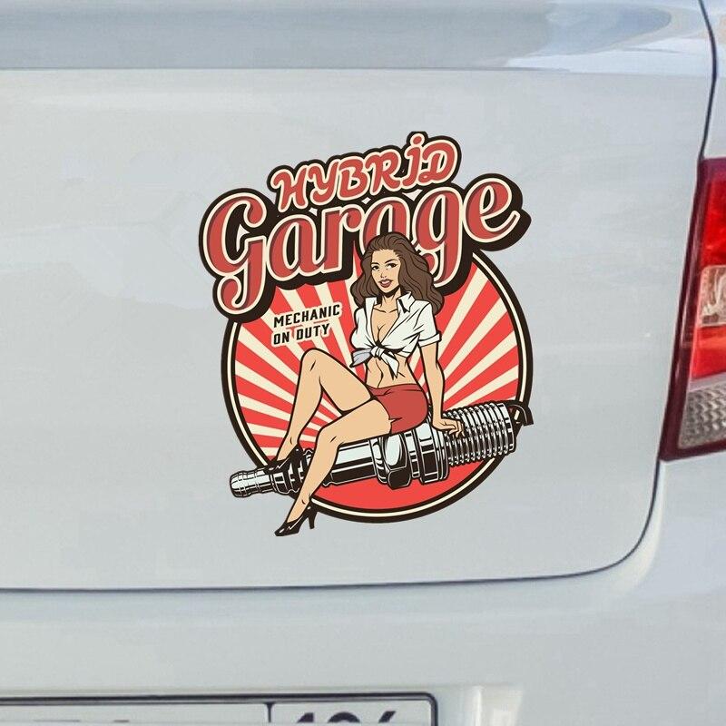 KCS083 Pin Up Vintage Pretty Woman Garage Service Autoaufkleber, PVC, bunte Aufkleber, wasserfester Aufkleber auf der Heckscheibe der Karosserie Height 11cm -S