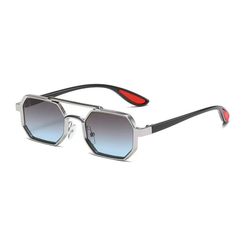 Neue Vintage quadratische Sonnenbrillen für Damen und Herren, rechteckige Sonnenbrillen, polygonale Brillen für Männer und Frauen gray