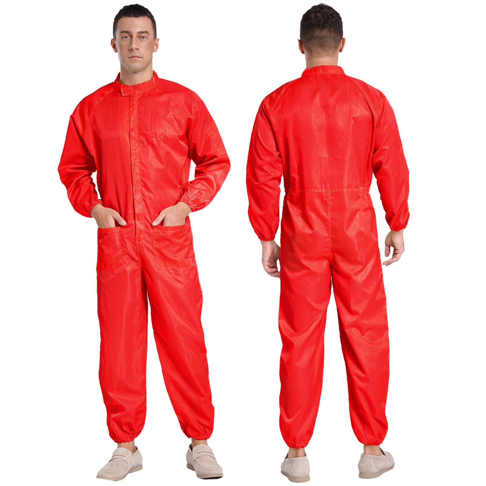 Antistatischer Staubschutz-Overall für Herren Erwachsene M-5XL - Stehkragen Frontreißverschluss Ganzkörper-Overall Arbeitsuniform Werkstattarbeiter M orange