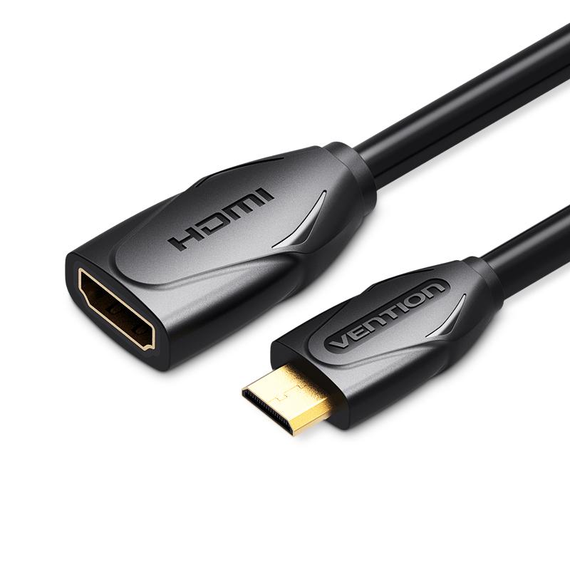 Vention Mini-HDMI-Kabel, Mini-HDMI-Stecker auf Buchse, HDMI-Verlängerungskabel für Tablet-Camcorder MP4 1m schwarz
