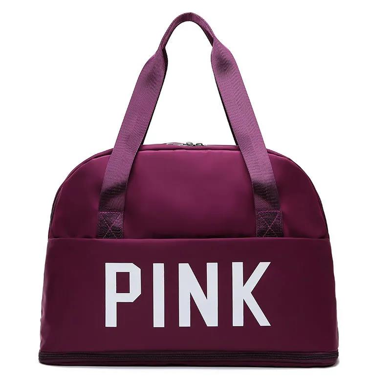 Reisetasche mit großer Kapazität, leichte Fitnesstasche, verstellbare Tasche mit Reißverschluss, Überzug, Zugstange, Handtasche, wasserdichte Reisetasche, Umhängetasche für Mädchen, Make-up-Tasche violett