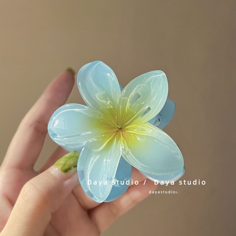 Sommer-Meer-Super-Fee-Farben-Blumen-Haar-Accessoires-Farbverlauf-Frangipani-Blumen-Clip blau