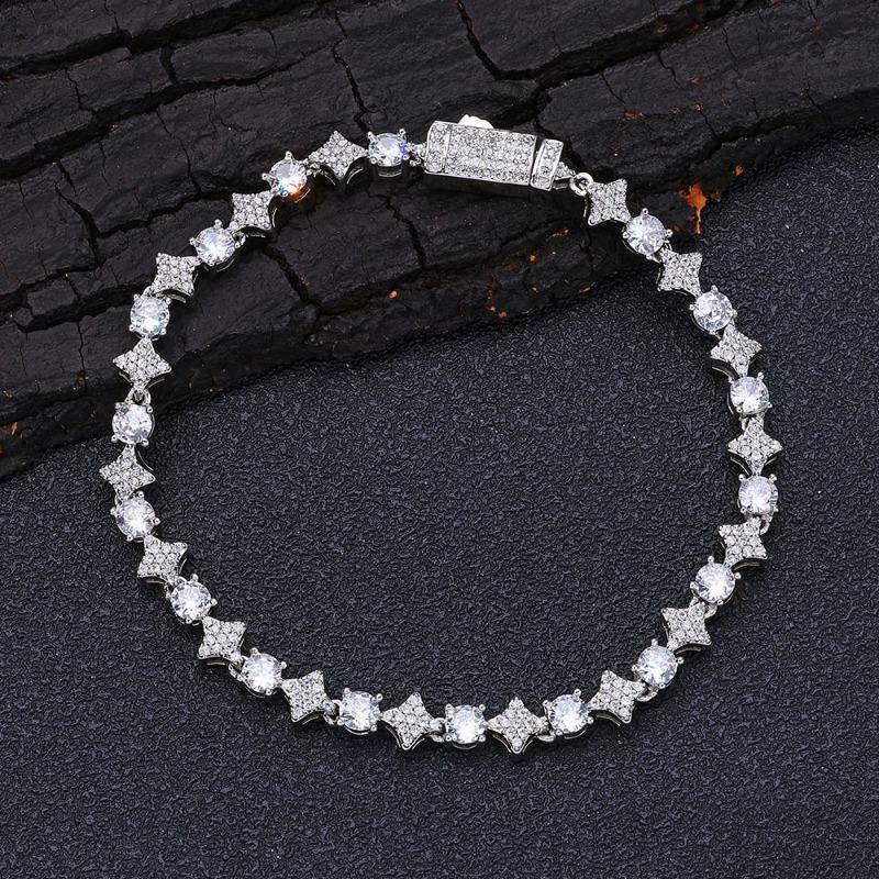 Hip Hop Herren 6mm Stern Zirkon Schmuck Accessoires Tennis Armband Damen High-End Schmuck Bracelet 7inch (length 17.78cm)
