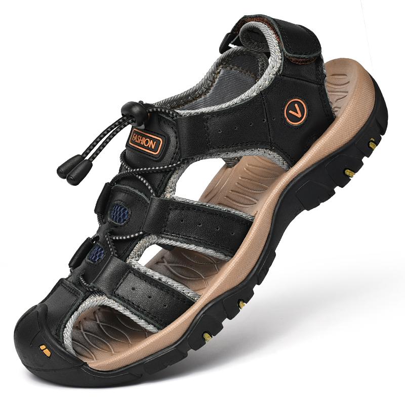 Sommer Herren Sandalen Echtes Leder Herren Freizeitschuhe Outdoor Herren Ledersandalen für Herren Strandschuhe Römische Herrenschuhe 46