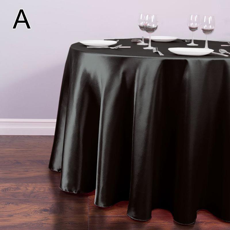 145 cm runde Satin-Tischdecke, Tischauflagen, Hochzeitsdekoration, Bankett, Esstisch, Neujahr, Weihnachten, Tischdecke schwarz