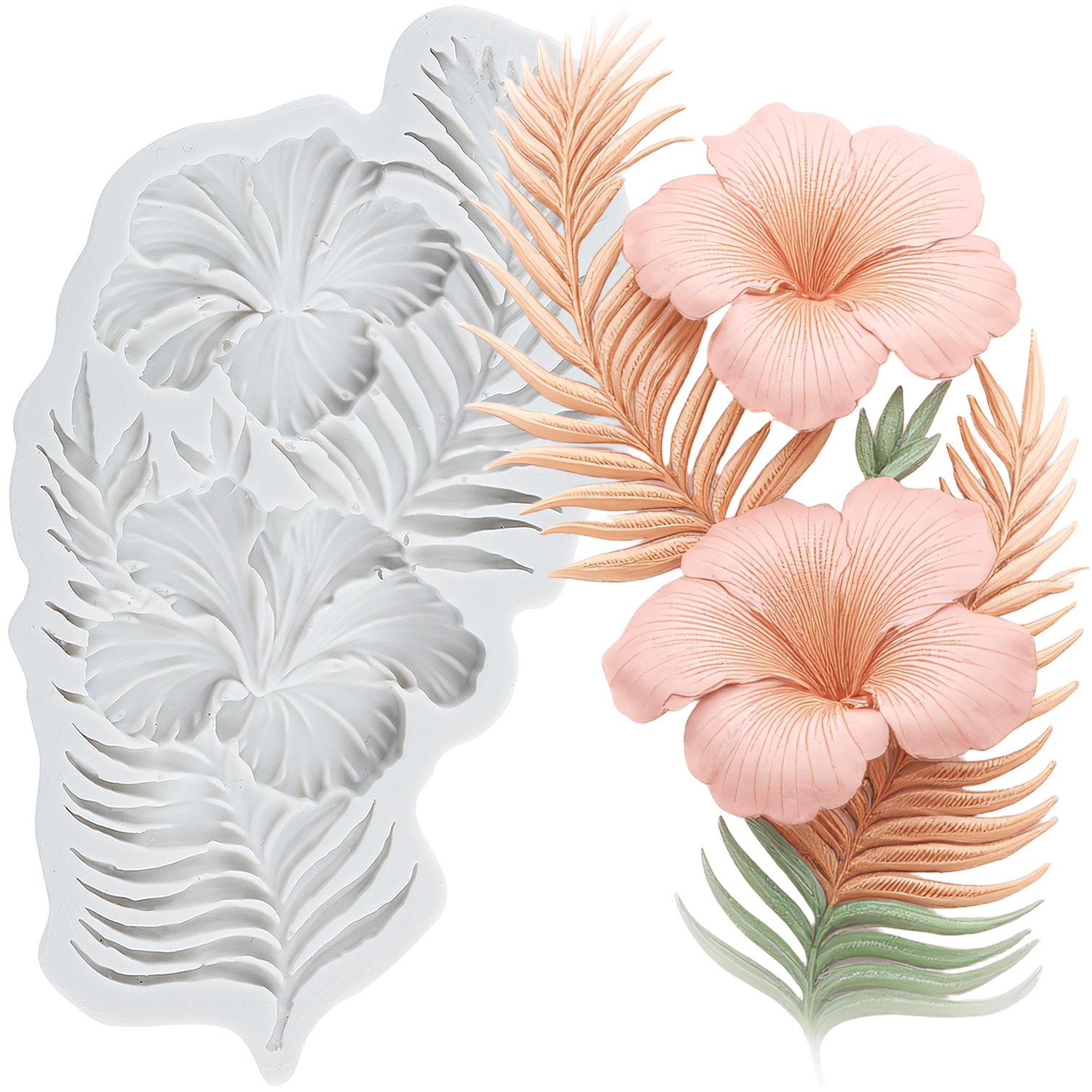 Blume Blatt Silikonform Rose Gänseblümchen Hibiskus Blume Blatt Fondantformen Kuchendekorationswerkzeuge Cupcake Topper Süßigkeiten Harz Ton Schokolade Gumpaste Form graue