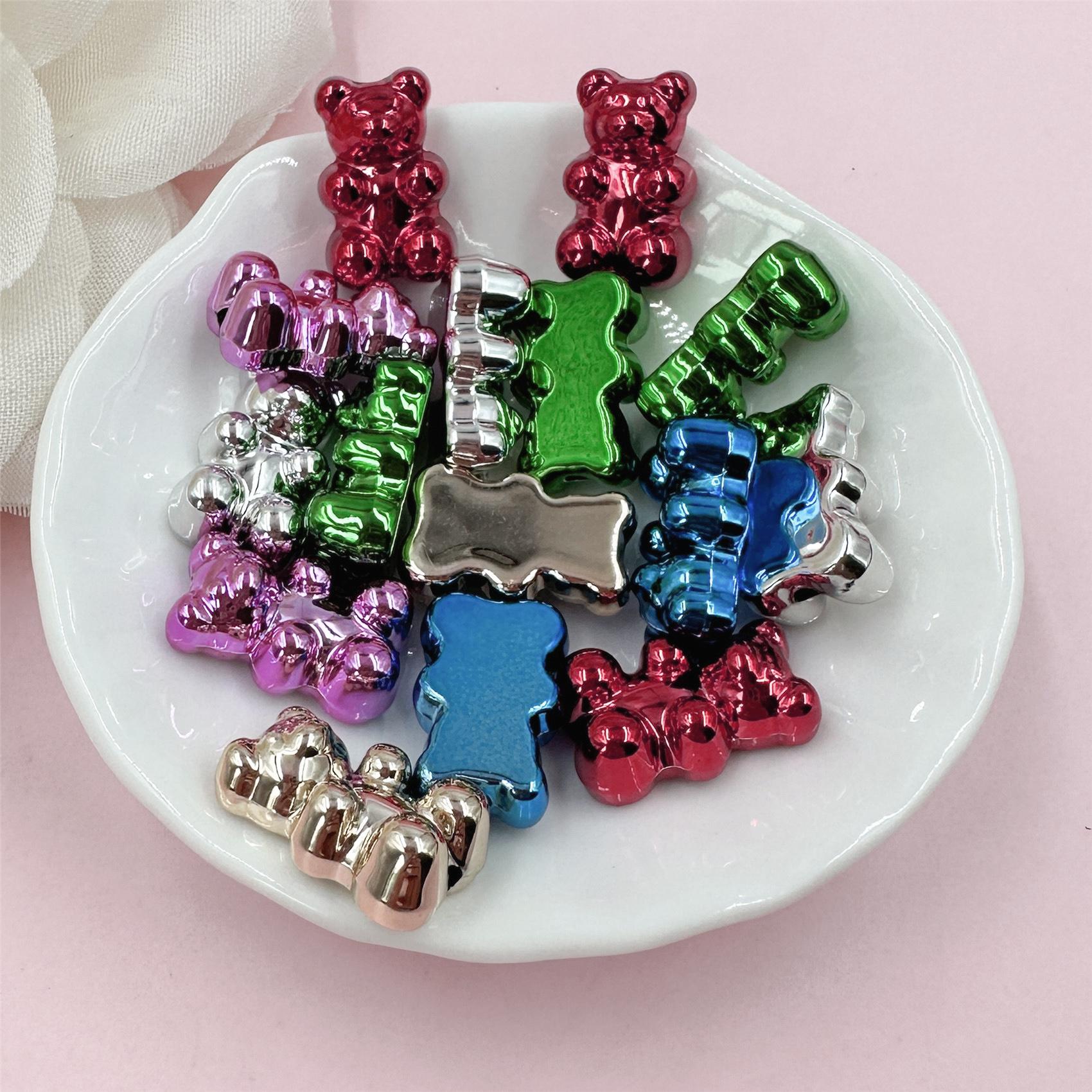 Imitation Metall Weihnachtsdekoration Punk Schmuckherstellung DIY Halskette Ohrringe Bärenperlen 15 Stück/Beutel Acryl Anhänger 11 mm*18 mm*7 mm Perlen bunt