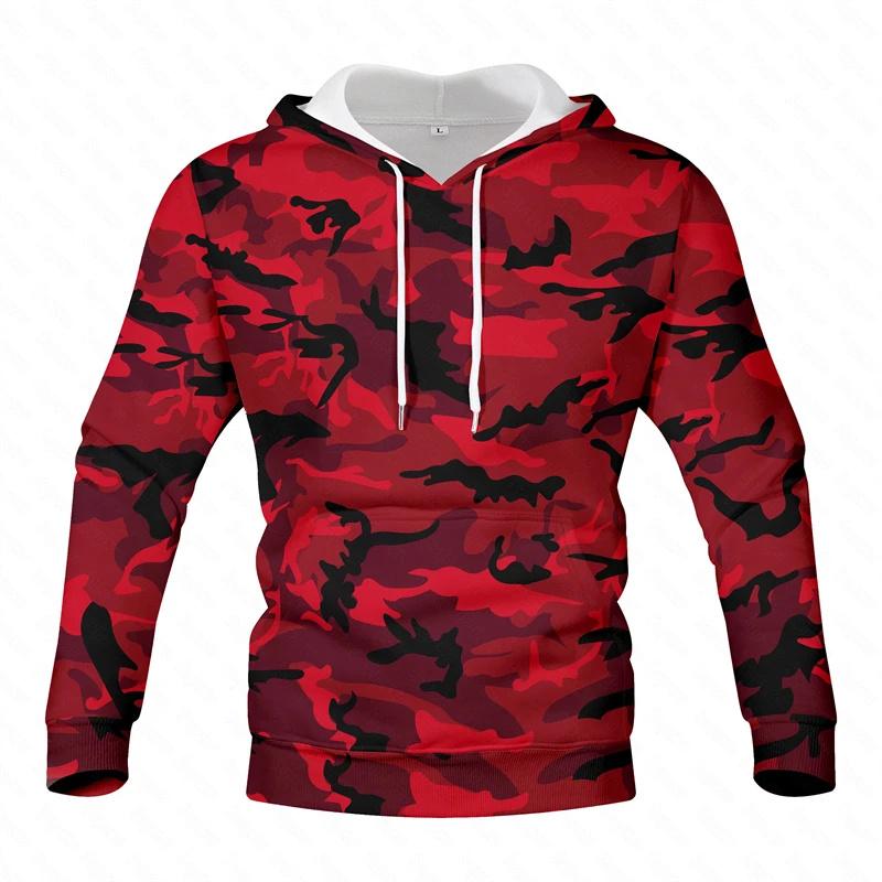 Klassischer Camouflage-Kapuzenpullover mit 3D-Druck für Herren, Kleidung mit Camouflage-Grafik, Sweatshirts, lässige Street-Kleidung, lange Ärmel, übergroße Pullover M black