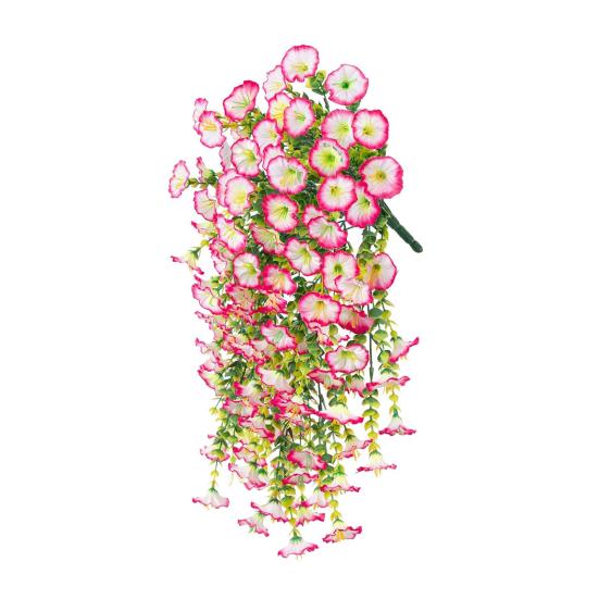 Künstliche Petunien zum Aufhängen, UV-beständig, Kunstpflanzen für den Außenbereich, gefälschte Petunienstreifen, Frühlings- und Sommerdekor für Zuhause, Kaminsims, Tür, Veranda, Terrasse hellrosa