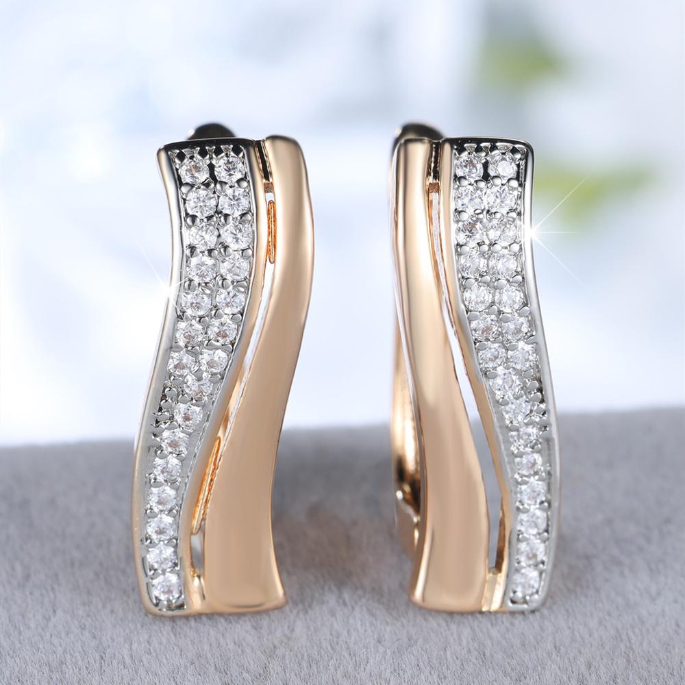 Luxus Gold Farbe Geometrische Ohrringe Für Frauen Mädchen Mode Zirkon Hochzeit Ohrringe Partei Schmuck Geschenke gold