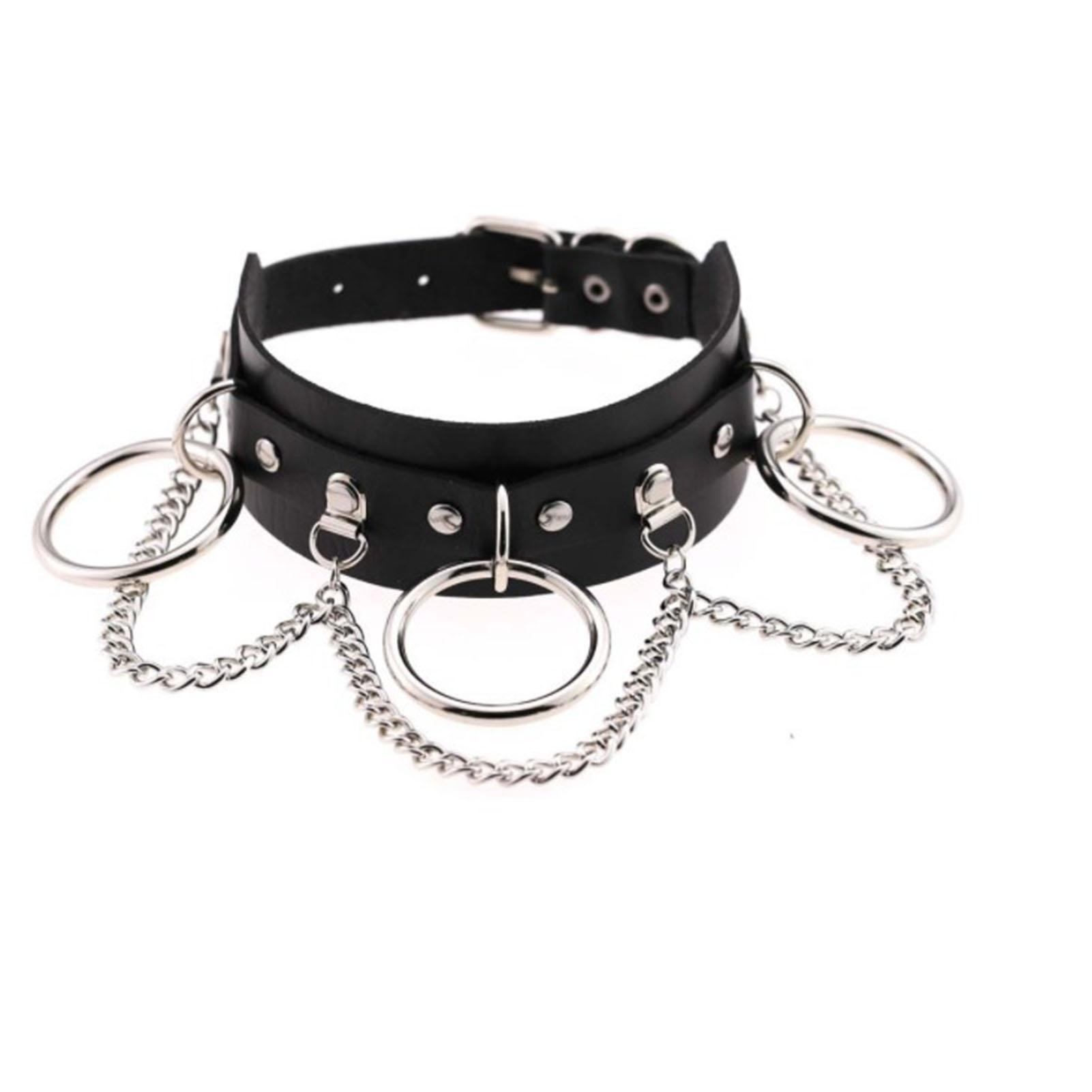 Punk Halsband Weiches PU-Leder Cool Modisch Punk Halsband Halskette für Männer Frauen Schwarz Schwarz schwarz