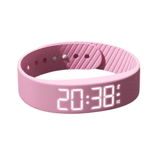 Vibrierende Alarm-Erinnerungsuhr Schüler Stiller Wecker Armband Digitale Uhr mit Schrittzähler Vibration Stoppuhr Timer für Tiefschläfer Herren hellrosa