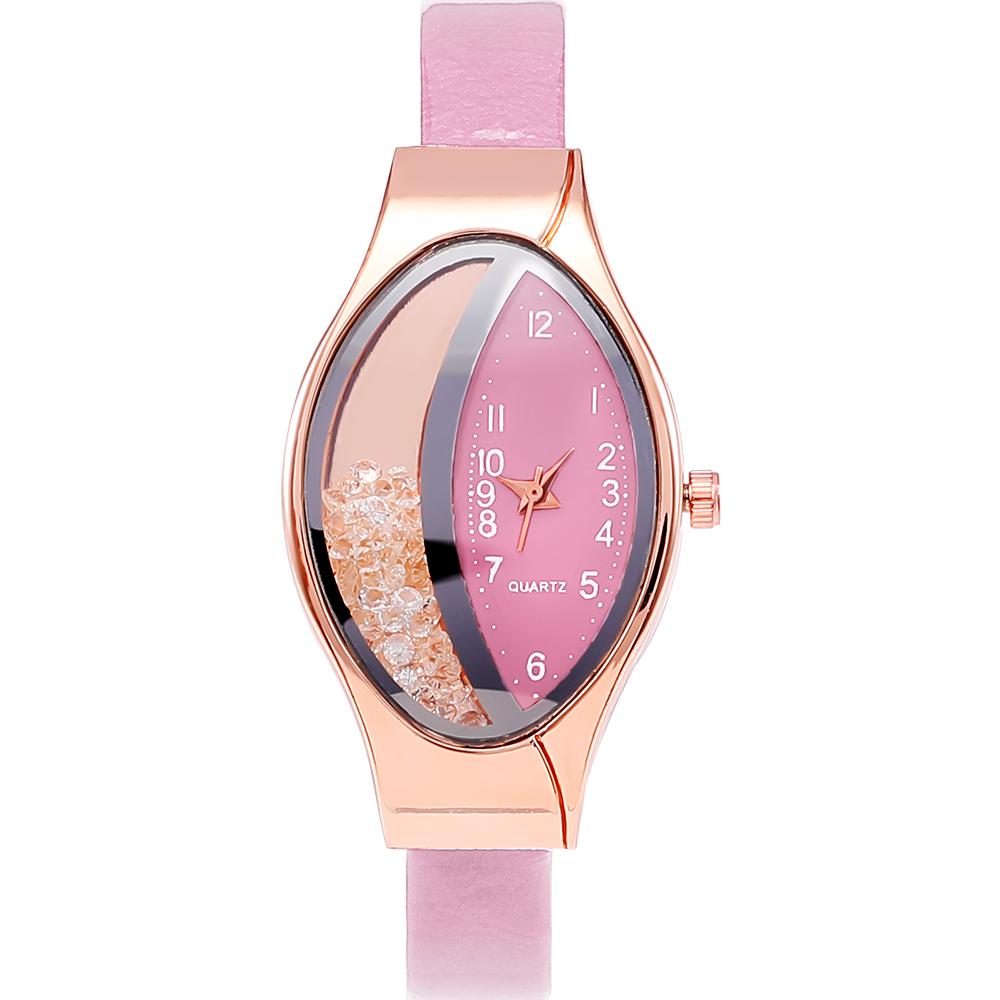 Beliebte Uhr Kreative Quarz Mode-Accessoires Kleid Uhr Uhr Handgelenk Frauen rosa