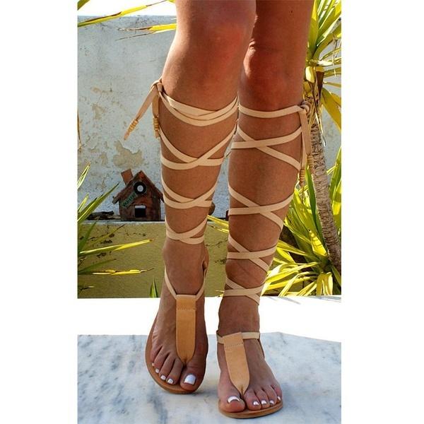Frauen Sexy Ausschnitte Corss Lace Up Sandalen High Top Frauen Flache Sandalen Damen Kniehohe Gladiator Sommer Schuhe Mädchen sandalen 41 gelb