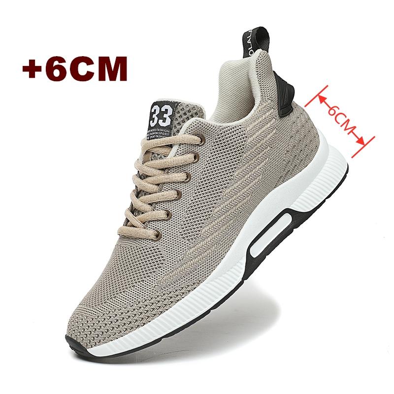 Mode Große Größe Aufzug Schuhe Männer Turnschuhe Erhöhung Schuhe Höhe Erhöhen Schuhe Einlegesohlen 6CM Mann Täglichen Leben Höhe Erhöhen Schuh 44 khaki