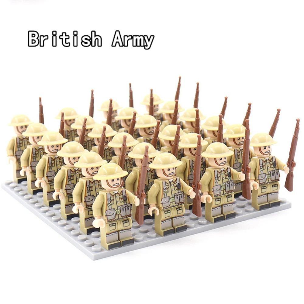 WW2 24 teile/los Militär Soldaten Bausteine ​​Set Waffen Sowjetischen USA UK China Frankreich Armee Action-figuren Ziegel Spielzeug Kinder geschenke tiefseeblau