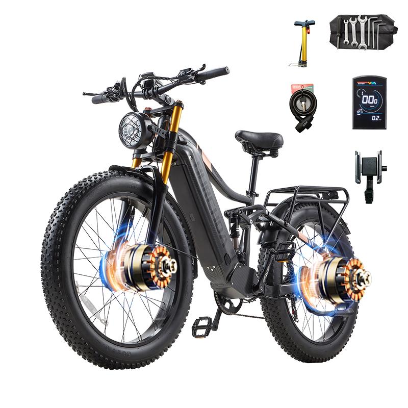 BURCHDA HC26 3000W Dual-Motor Elektro-Mountainbike, 48V 30Ah Akku, 26-Zoll Elektro-Mountainbike für Herren, Elektro-Citybike