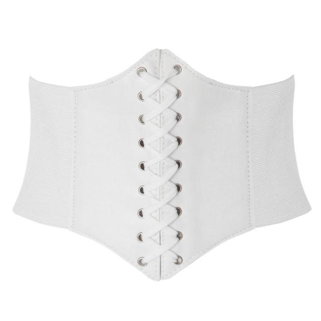 Frauen Ultra Super Breiten Gürtel PU Elastische Korsett Gürtel Mode Breiten Taille Gürtel Damen Kleidung Weibliche One Size weiß