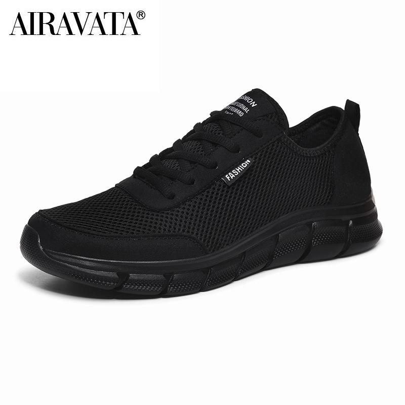 Männer Casual Schuhe Mesh Atmungsaktive Männliche Schuhe Tenis Schuhe Outdoor Schuhe Turnschuhe Plus Größe 39-48 42 schwarz