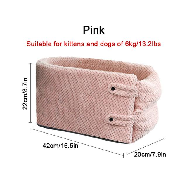 Hunde-Autositz, Sicherheitsauto, zentrales Katzen-Hundebett, tragbarer Hundeträger für kleine Hunde, Katzen, Outdoor-Reisen, Hunde-Auto-Reisezubehör 42x22x20 CM rosa