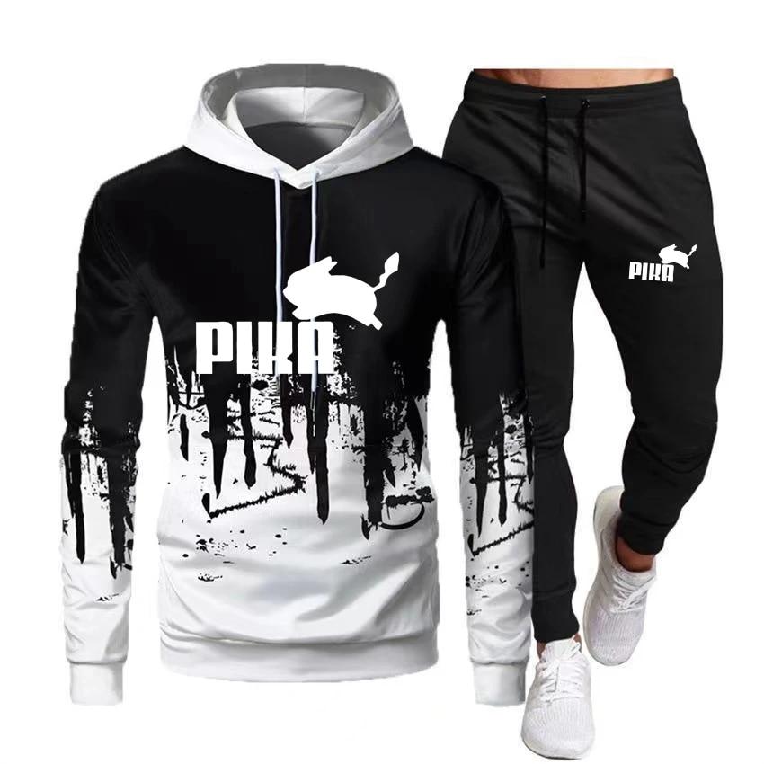 PIKA Print Fashion Hoodie Damen Herbst und Winter Hoodie Anzughose Casual Jogginganzug Sportbekleidung Sweatshirt 3XL