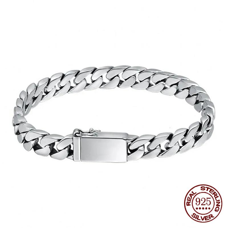 100% S925 Silber Armband 8MM Punk S925 Silber Schmuck Nie Verblassend Tragen Männer Frauen Schmuck Geschenke 17cm(6.7 inch)&Chain Wide 10mm