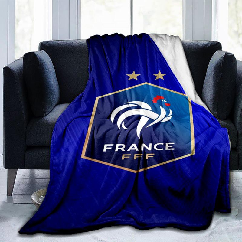 Frankreich Fußballverein Wappen Aufgedruckte Decken Weiche Flanelldecken für Sofa Bett Geschenke für Männer Frauen Picknickdecke Weihnachtsgeschenke 75x90cm