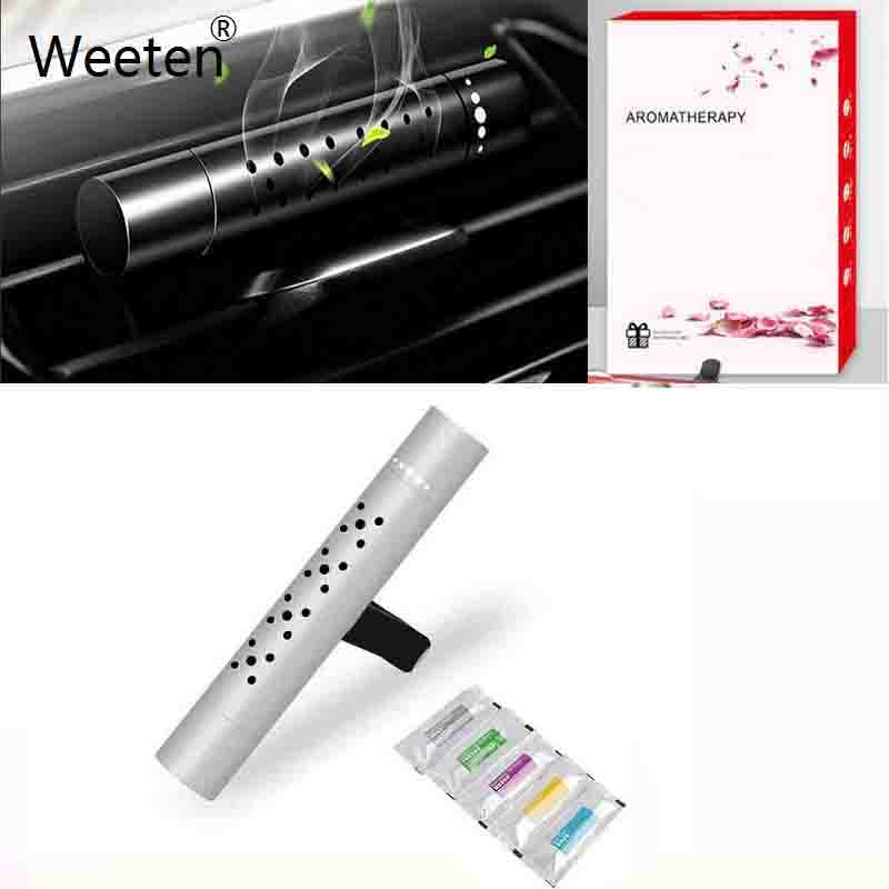 Auto-Lufterfrischer, Geruch im Auto, Styling, Lüftungsschlitz, Parfüm, Parfum, Aroma für Auto-Innenraum, Zubehör, Luftauslass, Auto-Aromatherapie-Clip With Package+5pcs stick silber