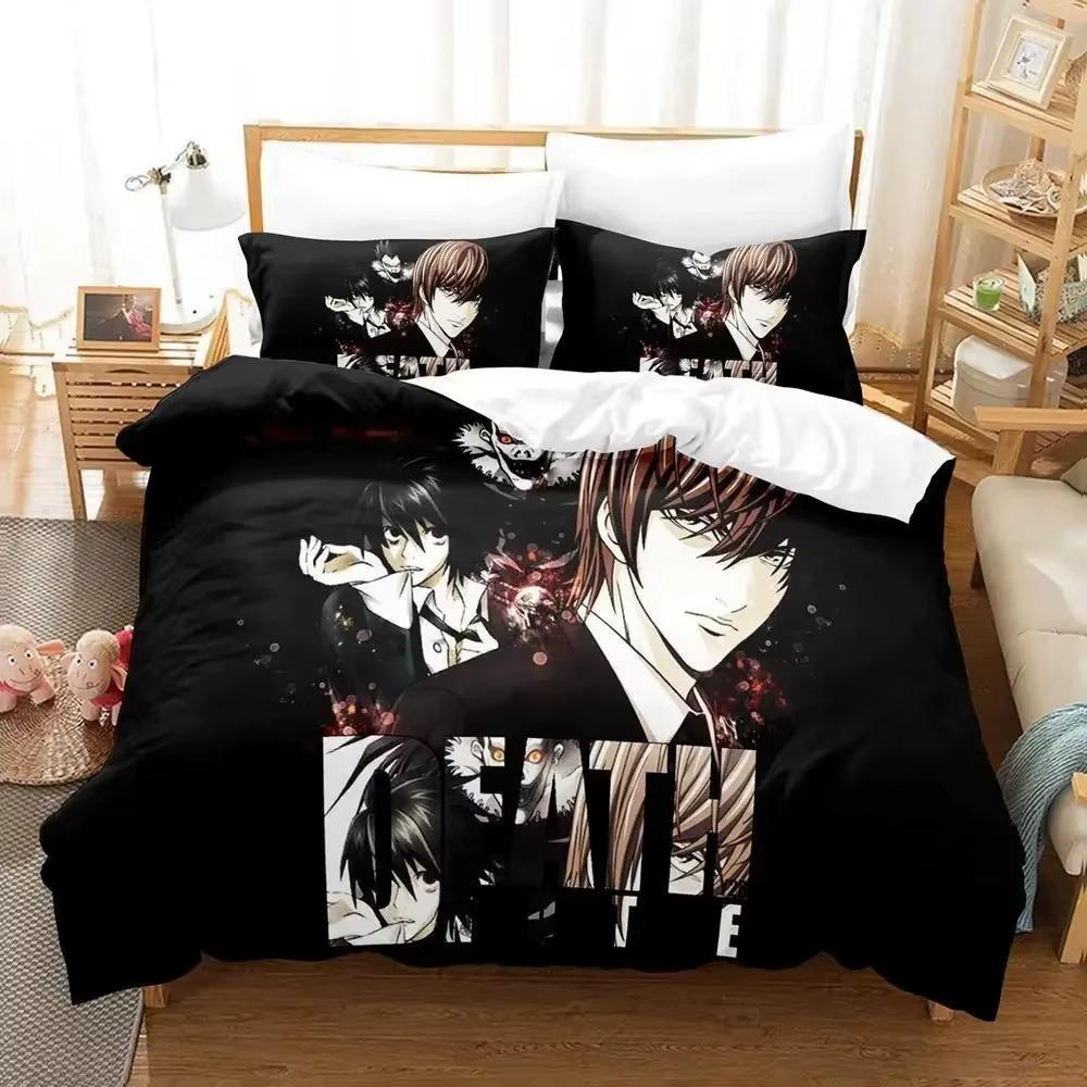 Neue Death Note Bettwäsche Kollektion Einzelbett Twin Bett Vollbett Queen Size Bett King Size Bett Bettwäsche Kollektionen für Erwachsene Kinder Schlafzimmer Bettbezug Kollektionen 3D Anime Mit Bettwäsche EU Single 135x200cm
