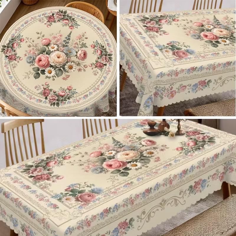 1 Stück Tischdecke mit Vintage-Muster, Wunderschöne Frühlings-Tischdecke mit süßem Hasen und goldenem Ei, Florale rechteckige Tischdecke, Dekorative Tischdecke, Küchenzubehör rect 152*218cm