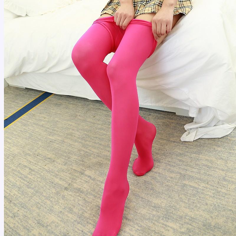 100D Frau Strumpfhosen Bunte Anti-haken Reißfest Super Elastische Strumpfhosen Sexy Weibliche Strumpfwaren Frühling Herbst winter Plus größe one size heißes rosa