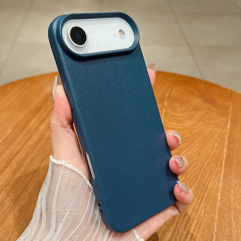 Handyhülle mit Ledertextur, weiches TPU, stoßfest für iPhone 17 Air 16 15 Pro Max 12 13 14 15 Pro 11, einfarbige Silikonabdeckung Fundas iPhone 17 Air navy blau