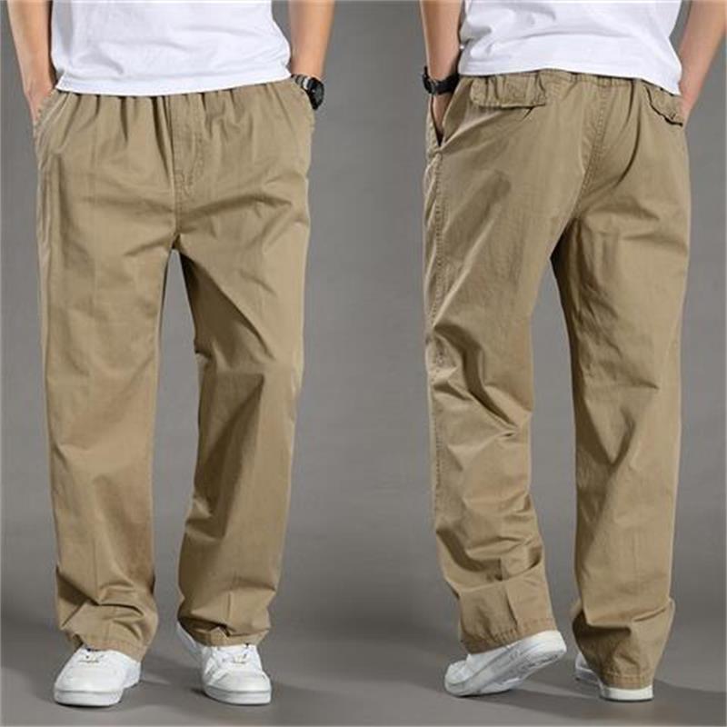 Frühling und Sommer Dünne Freizeithose aus Baumwolle Lockere Hose mit geradem Bein für Herren Große Hose mit weitem Bein Hose mit mehreren Taschen Overalls L brown