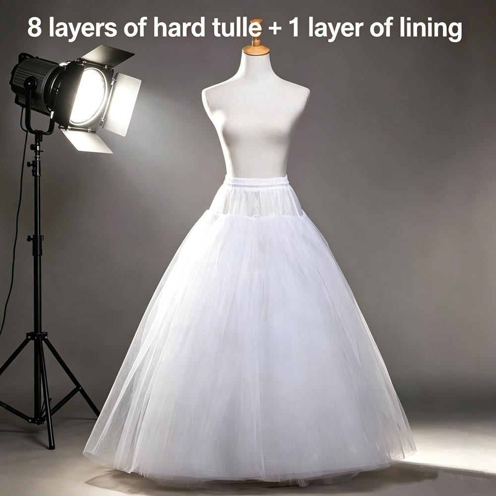 Weiß Schwarz Flauschig 4/6/8 Lagen Design Ohne Reif Unterrock Hochzeitskleid Krinoline Braut Ballkleid Unterrock Gefütterter Rock Partykleid Cosplay 8 layers weiß