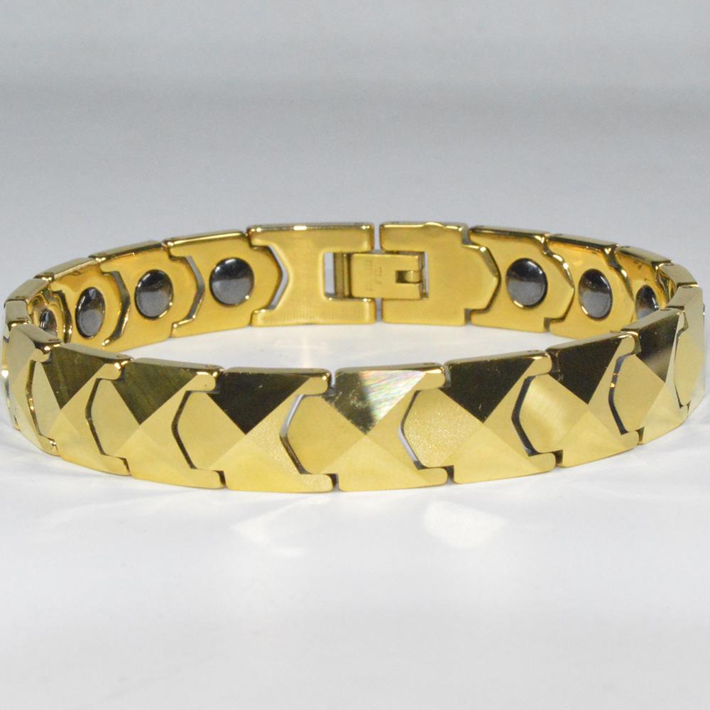 11MM Breite Weiß/Schwarz Gold Farbe Keramik Armbänder Für Männer Frauen Magnetische Armreifen Geburtstag Auf Hand Schmuck Geschenke 19.5CM gold