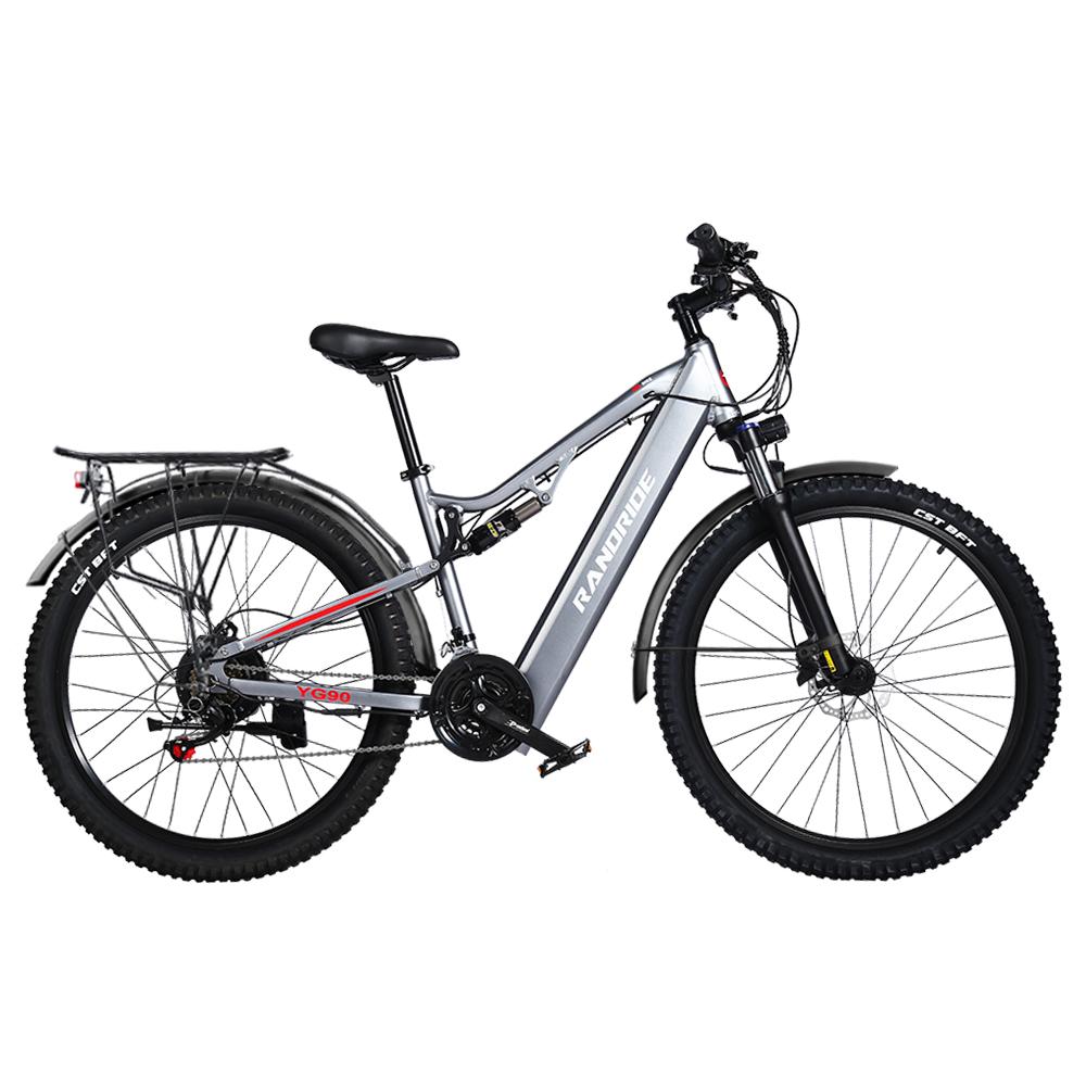 RANDRIDE 27,5 Zoll Elektrofahrrad Mann Vollgefedertes Mountainbike SHIMANO Hydraulische Bremse 1000w E-Bike für Erwachsene graue