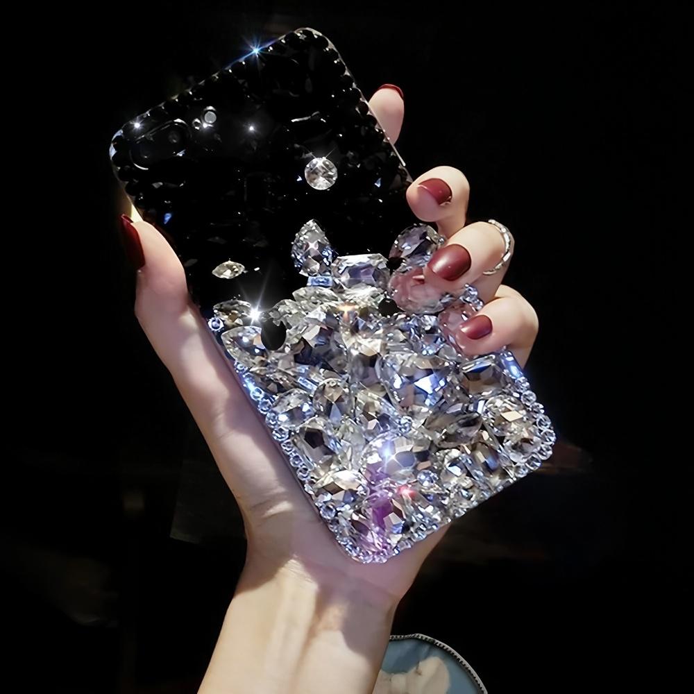 Luxus Strass Kristall Blume Handyhülle Für Samsung Galaxy S26 S25 S24 S23 S22 S21 S20 Ultra Plus FE Edge S10 S9 Glitzer Edelstein Hülle Samsung Galaxy S20 Ultra weiß/schwarz