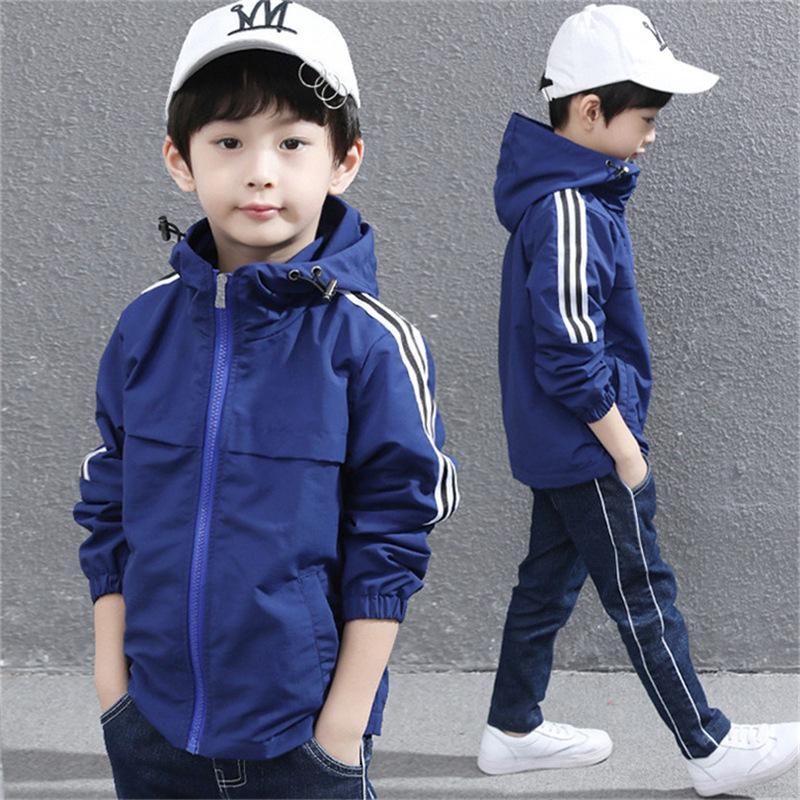 Herbst Kinderkleidung Doppelseitige Wear Jacke Fleece Mantel Junge Wasserdicht Winddicht Kinder Oberbekleidung Sport Jacke für Jungen 110cm navy blau