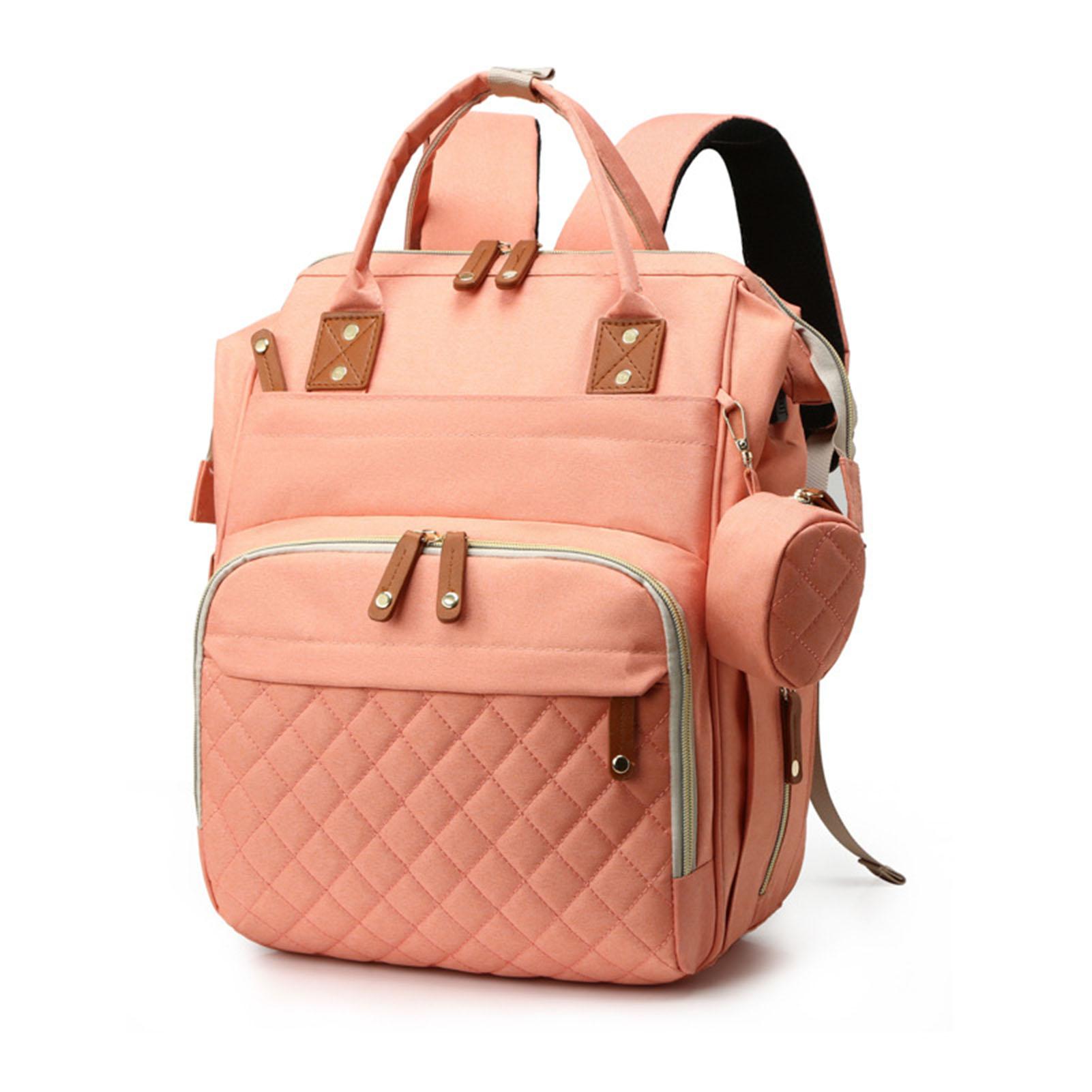 Windeltasche Damen Rucksack Mehrfachfächer Große Öffnung Oben Mutter Baby Reise Rucksack Pink rosa