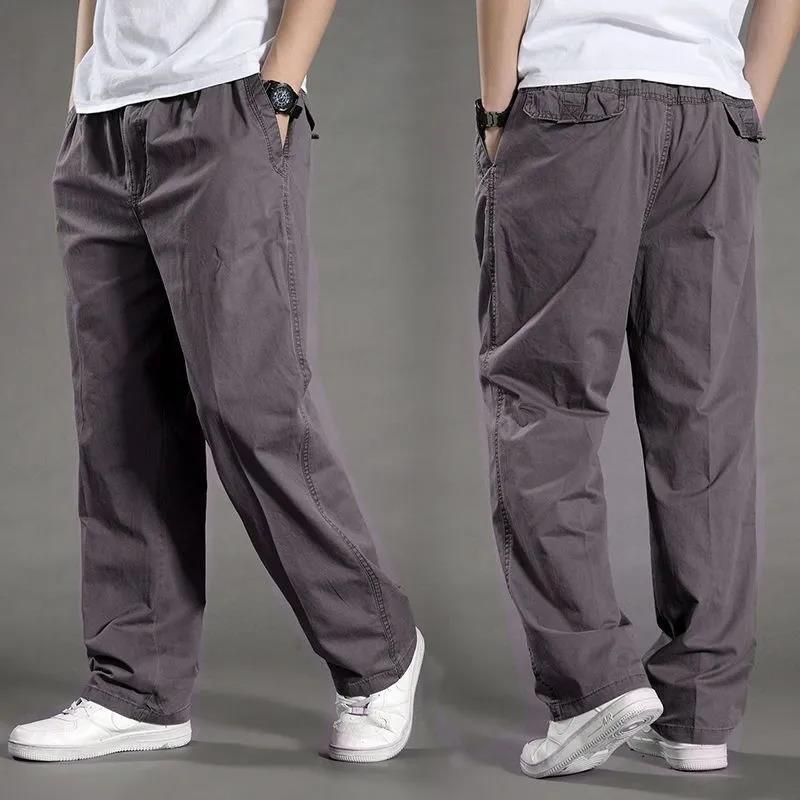 Sommer Plus Größe männer Breite bein Hosen Multi-taschen Overalls Gerade Casual Hosen Outdoor Lose Version Sport Hosen L dunkelgraue