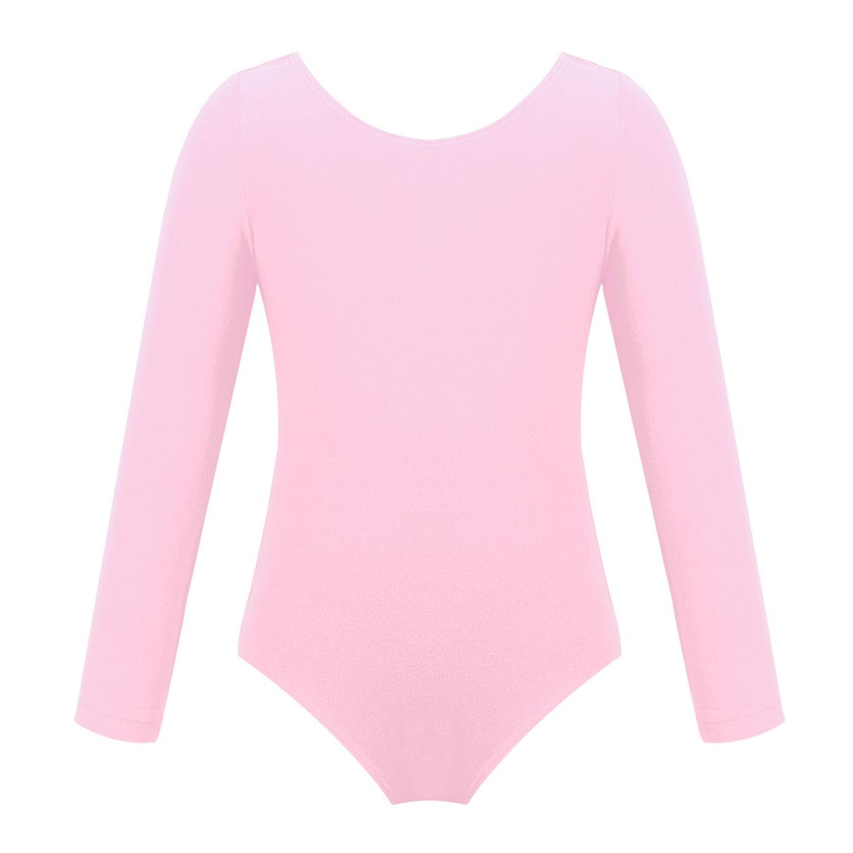 Mädchen Langarm Trikot Gymnastik Ballett Trikot Overall Tanzkostüme 11-12 Years rosa
