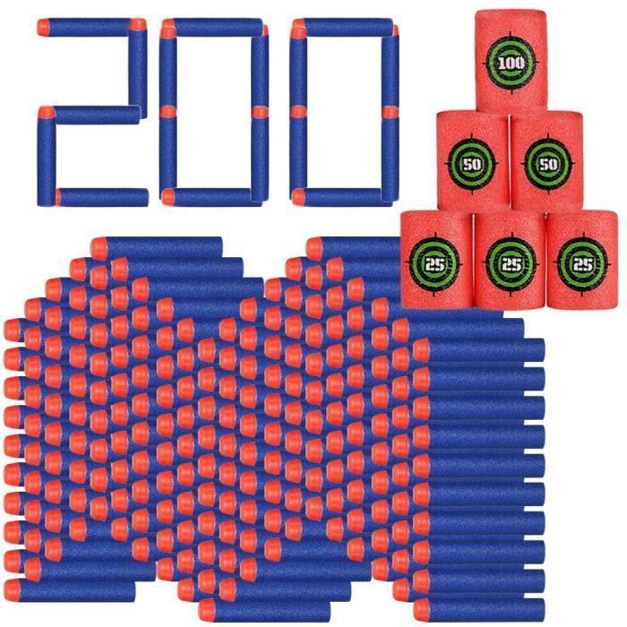 Pfeile für Nerf-Pistole - N Strike Elite - 200 blaue Pfeile - 6 Schaumstoffziele - Kompatibel Kinder 8+