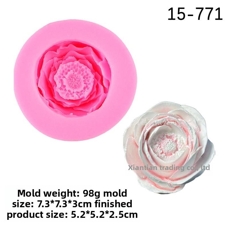 3D-Rosenblütenform, Kuchen-Fondant, Silikonform, Blumenkerzenform, Cupcake-Gelee, Süßigkeiten, Schokolade, Dekoration, Backwerkzeug 15-771 rosa