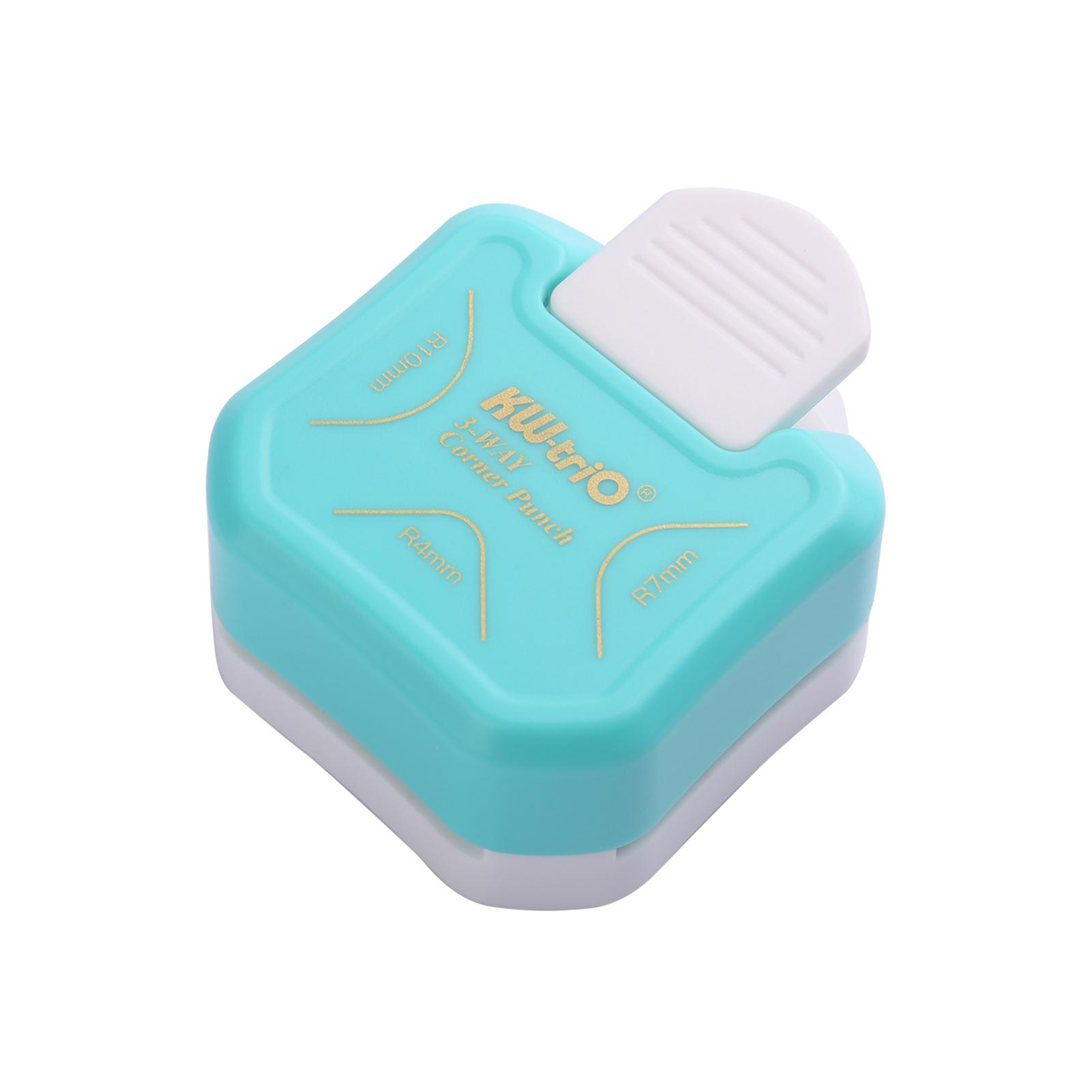 KW-trio 3-in-1 Eckenrunder-Stanzer R4R7R10mm runder Eckenschneider für Karten-Fotopapier blau