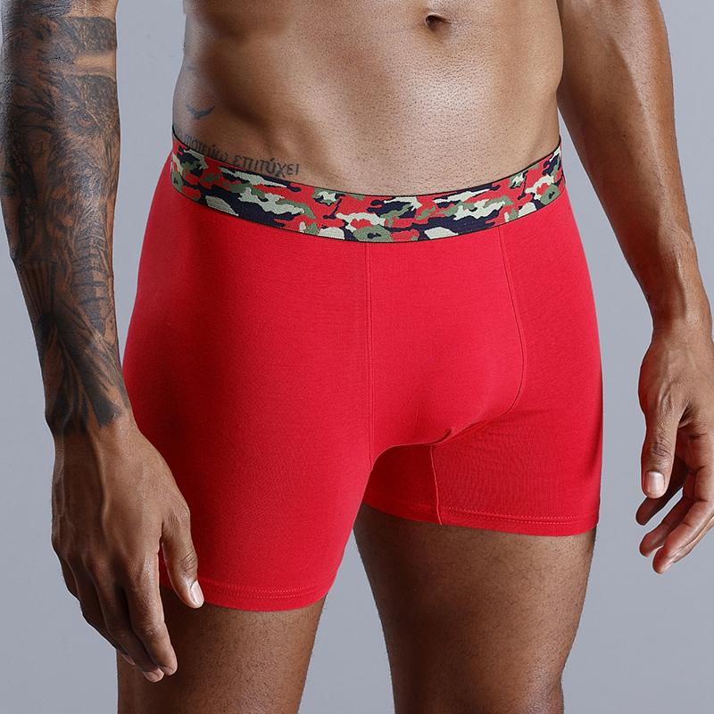SCHÖNE 1 Stück Camouflage-Druck Herrenunterwäsche für Männer Baumwolle Herren Boxershorts Bequeme Unterwä M rot