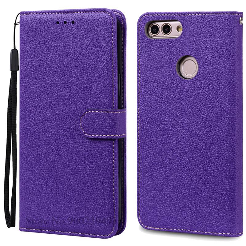 Für Huawei P Smart 2018 Fall FIG-LX1 Leder Brieftasche Flip Fall Für Huawei P Smart Fall FIG-LX1 5,65 zoll Fall coque Fundas Shell P Smart 2018 FIG-LX1 dunkelviolette