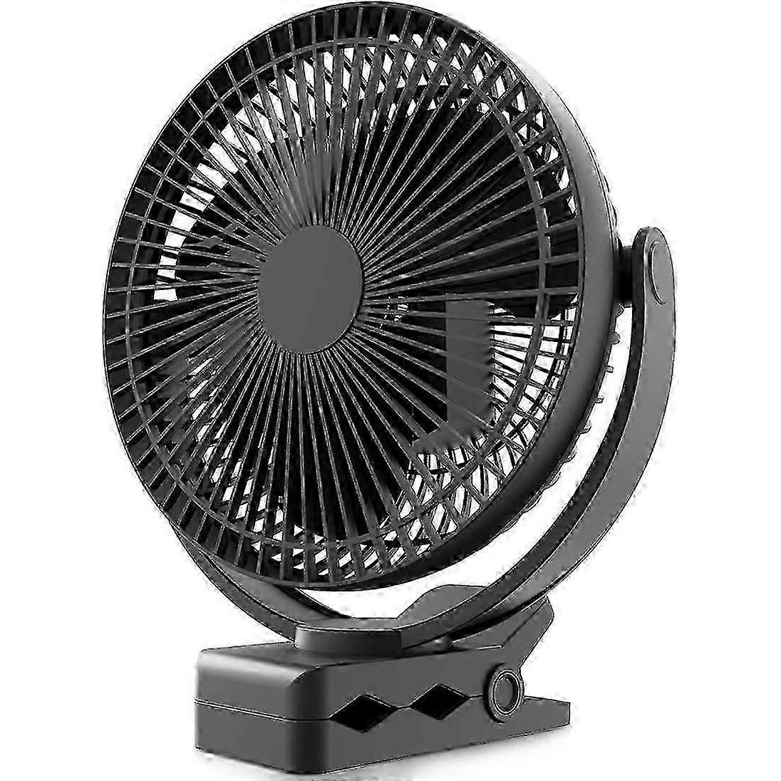 KOONIE 10000mAh Wiederaufladbarer Tragbarer Ventilator, 8-Zoll Batteriebetriebener Clip-on Ventilator, USB Ventilator, 4 Geschwindigkeiten, Starker Luftstrom, Stabile Klemme für SZRH A-S